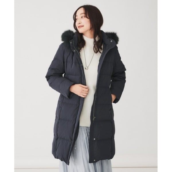 撥水／洗える／フード取り外し】ファー付きロングダウンコート | アン