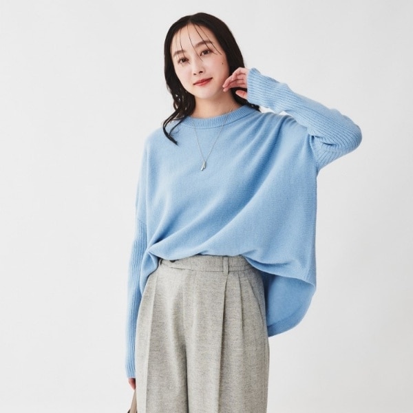 ウールシルクカシミヤミックス ボートネックプルオーバーニット ウールシルクカシミヤミックス ボートネックプルオーバーニット