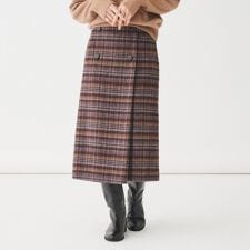 【きれいめトラッド】ランダムチェック ラップ風スカート