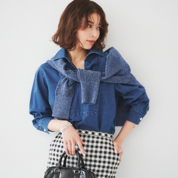 ボウタイ付きデニムシャツ | アンタイトル(UNTITLED) | マルイウェブ