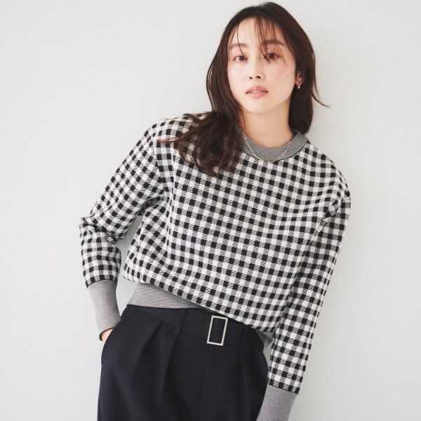 トップス レディース シャギーCHECK PATTERN MIXニットトップス・スカートライクSP