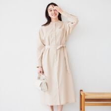 バンドカラーシャツワンピース