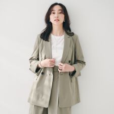 【セットアップ可能／オンオフ】ラミー混 ダブルブレストジャケット