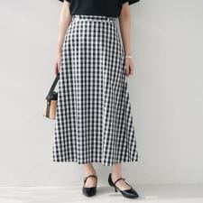 【後ろウエストゴム洗える】ギンガムチェックAラインスカート