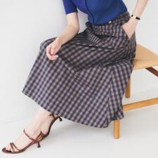 【後ろウエストゴム洗える】ギンガムチェックAラインスカート