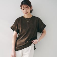 【シアー洗える】コットンピンタックブラウス