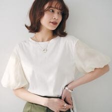 アンタイトル(UNTITLED)の【二の腕カバー洗える】袖シアーバルーンプルオーバー