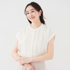 【吸水速乾UVケア】フィブリルフリルブラウス