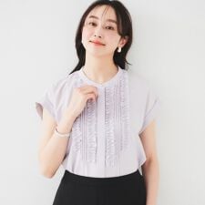 【接触冷感吸水速乾UVケア】フィブリルフリルブラウス