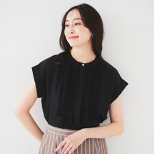 【接触冷感吸水速乾UVケア】フィブリルフリルブラウス