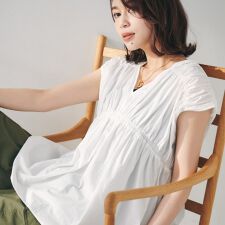 【コットン100洗えるトレンド】シャーリングブラウス