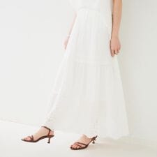 【セットアップ可コットン100】スカラップ刺繍スカート