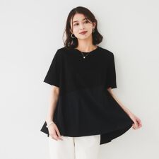 【UVカット接触冷感Tシャツ】異素材ドッキングペプラム