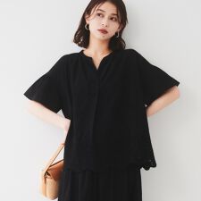 【セットアップ可コットン100】スカラップ刺繍ブラウス