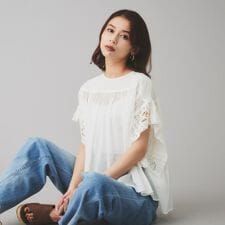【Liyoca】コットンシフォン ギャザーブラウス