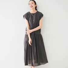 【シアー夏ワンピ】綿シルクワンピース