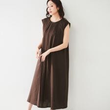 【シアー／夏ワンピ】レーヨン麻ワンピース