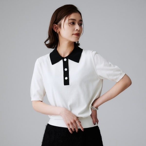 アンタイトル（UNTITLED）/【秋のトレンドきれいめ】5分袖ポロニット トレンドきれいめ】5分袖ポロニット | アンタイトル(UNTITLED