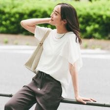 【きれいめ／接触冷感／日本製】ハンカチスリーブプルオーバー