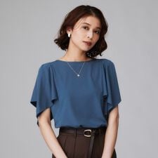 【きれいめ／接触冷感／日本製】ハンカチスリーブプルオーバー