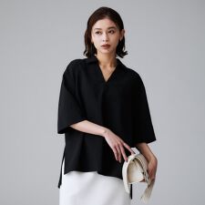 【UVカット接触冷感吸水速乾ゆったり】V開きネックシャツ