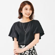 リネンライク クルーネックブラウス