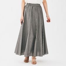 キュプラ混ストライプフレアスカート