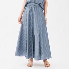 キュプラ混ストライプフレアスカート