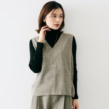 【セットアップ可洗える】梳毛調合繊Vネックベスト
