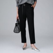 【はっ水後ろウエストゴム洗える】ストレッチテーパードパンツ