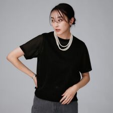 【洗える】ラメシアーTシャツ