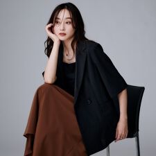 【接触冷感吸水速乾洗えるテーラード】ハーフスリーブジャケット