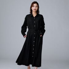 【前開きボタンベルト付羽織シャツ】2WAYトレンチ風ワンピース