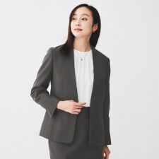 【洗えるお仕事スーツ】ドライメランジ カラーレスジャケット