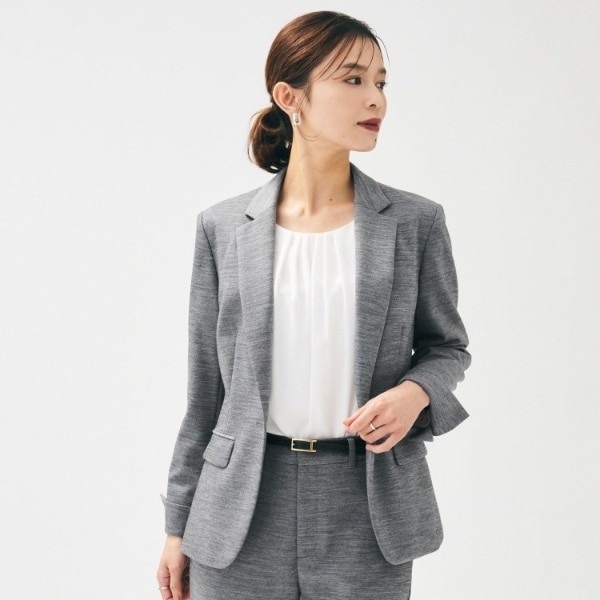 麻混／夏スーツ／洗える】クリスピーオックス テーラードジャケット