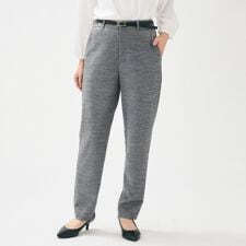 【洗えるスーツ／ストレッチ】ウール混ジャージ テーパードパンツ