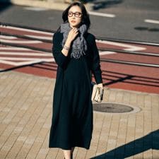 【ロング丈ゆったりシルエット】テントライン ニットワンピース
