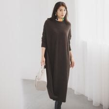 【ロング丈ゆったりシルエット】テントライン ニットワンピース