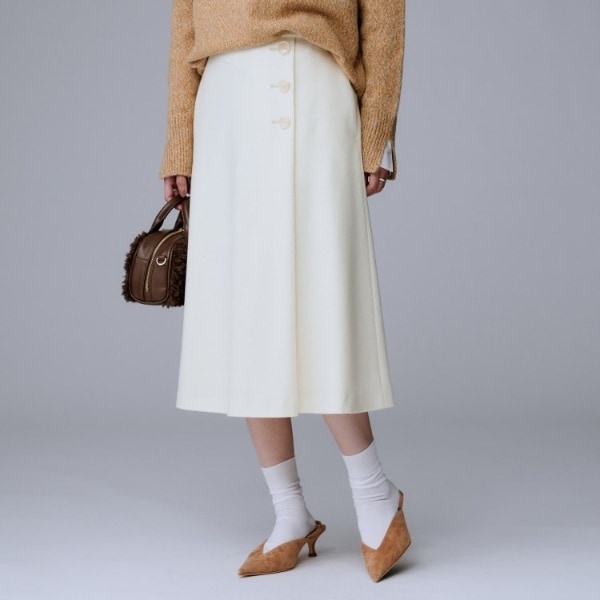 UNTITLEDアンタイトル★フレアスカート★白ホワイト★サイズ2 手洗い可／トレンド】メッシュフレアスカート