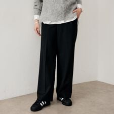 【あったか素材ストレッチ性】裏起毛ワイドパンツ