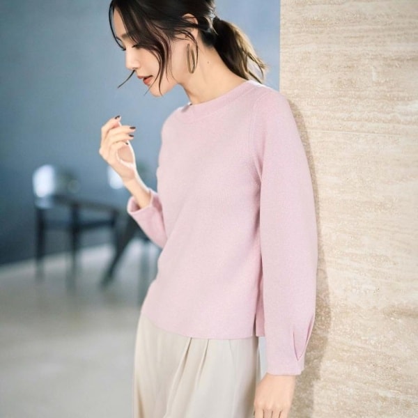 フリル取り外し可きれいめエレガント】フリルシャツレイヤード風ニット