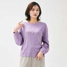 【きれいめ洗える】ラメ入りワイドボートネックニット