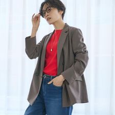 【接触冷感UVカット洗える】エアリー ダブルブレストジャケット