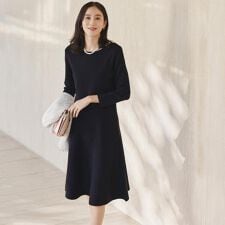 【洗えるストレッチ性フォーマル】ニットワンピース