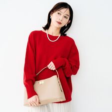 ウールシルクカシミヤボートネックニット