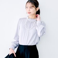 【セレモニー定番人気】ハイネックフリル ブラウス