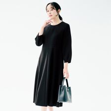 【洗えるストレッチ性フォーマル】フレアワンピース