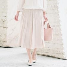 【ウエストゴムセレモニー】デシン プリーツスカート