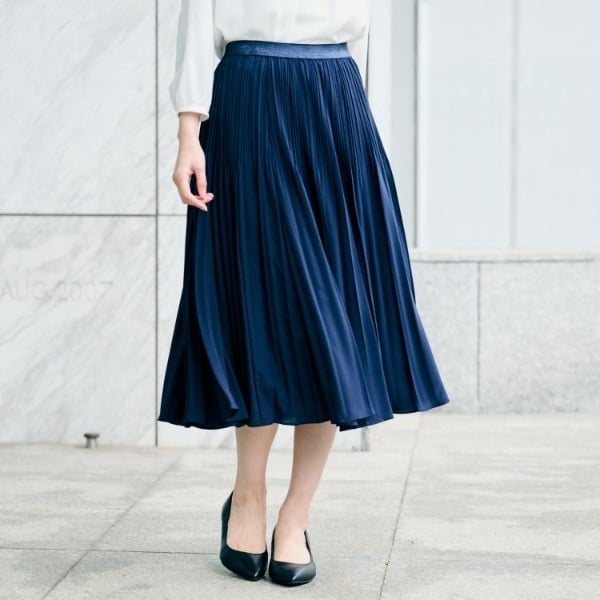 ウール100後ろウエストゴム】ミルドスムースフレアスカート | アン