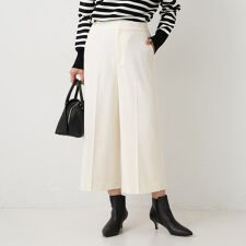 【後ろウエストゴム】ミルドスムースクロップドワイドパンツ